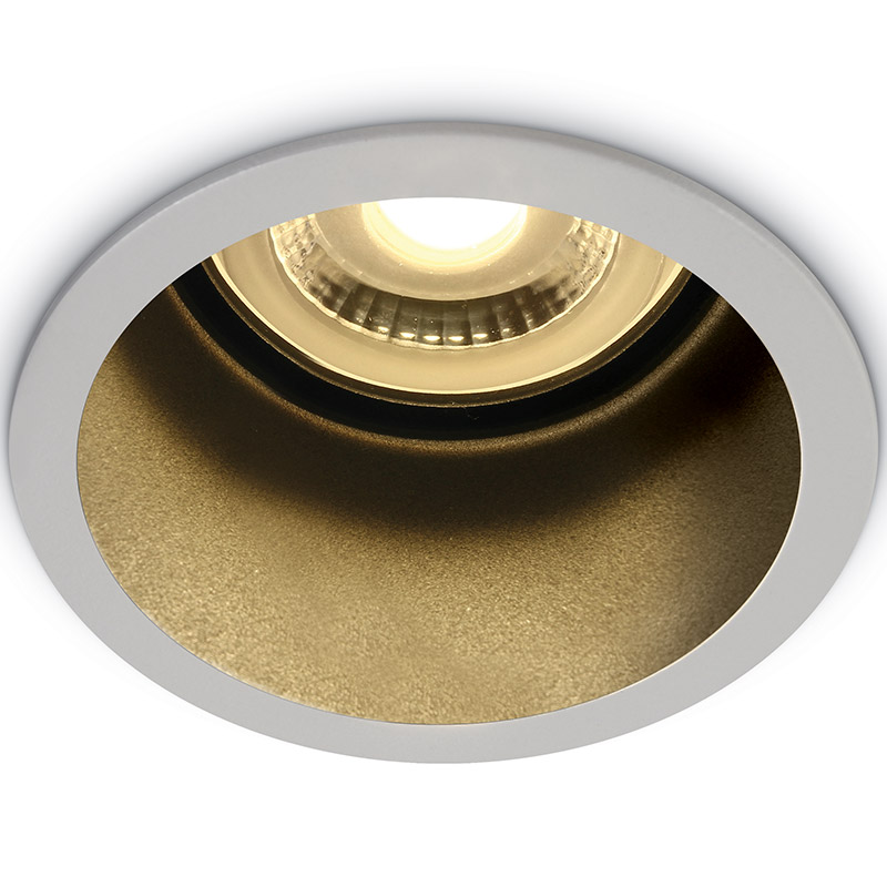 Cove Deep Recessed Fixed Downlight - White with Black Reflector