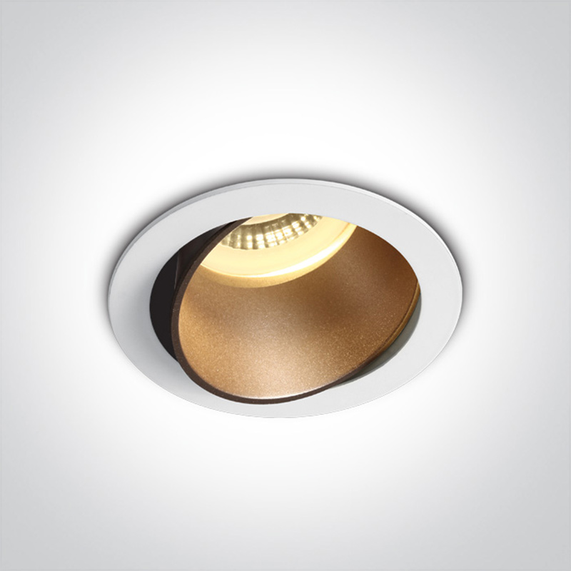 Versa Recessed Adjustable Downlight - White with Brass Reflector