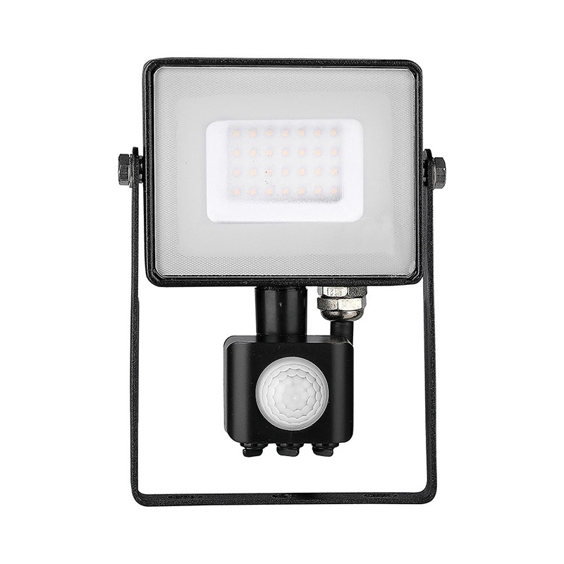 V-Tac 30W Warm White Samsung Chip LED Floodlight with PIR Sensor - Black