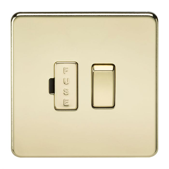 Polished Brass Screwless 13A Switched Fused Spur