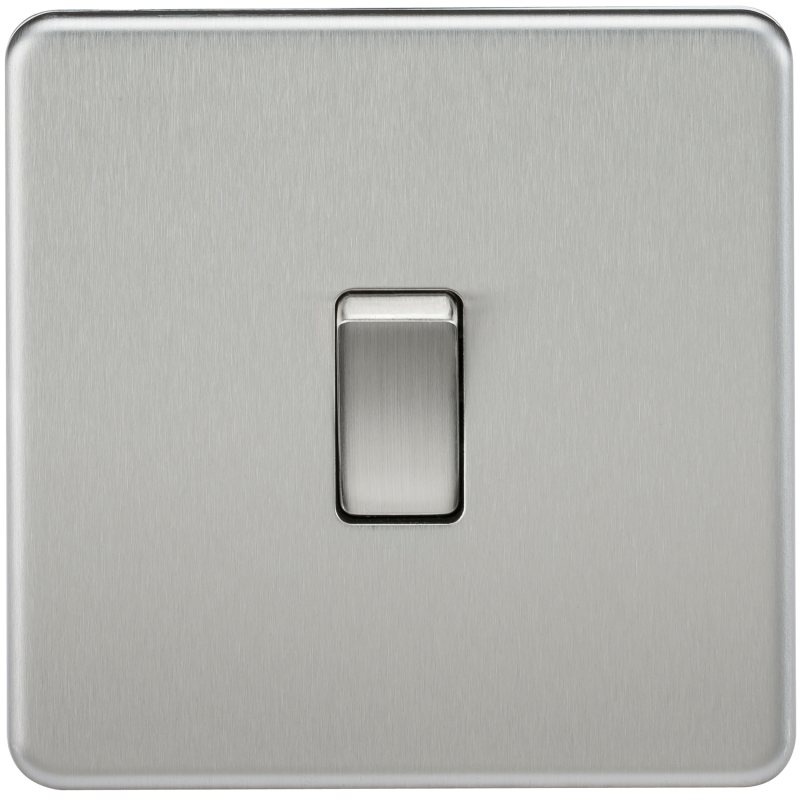 Brushed Chrome Screwless 10AX 1G 2-Way Switch