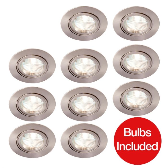 Robus Fire Rated LED Adjustable Downlight - Brushed Chrome - Pack of 10