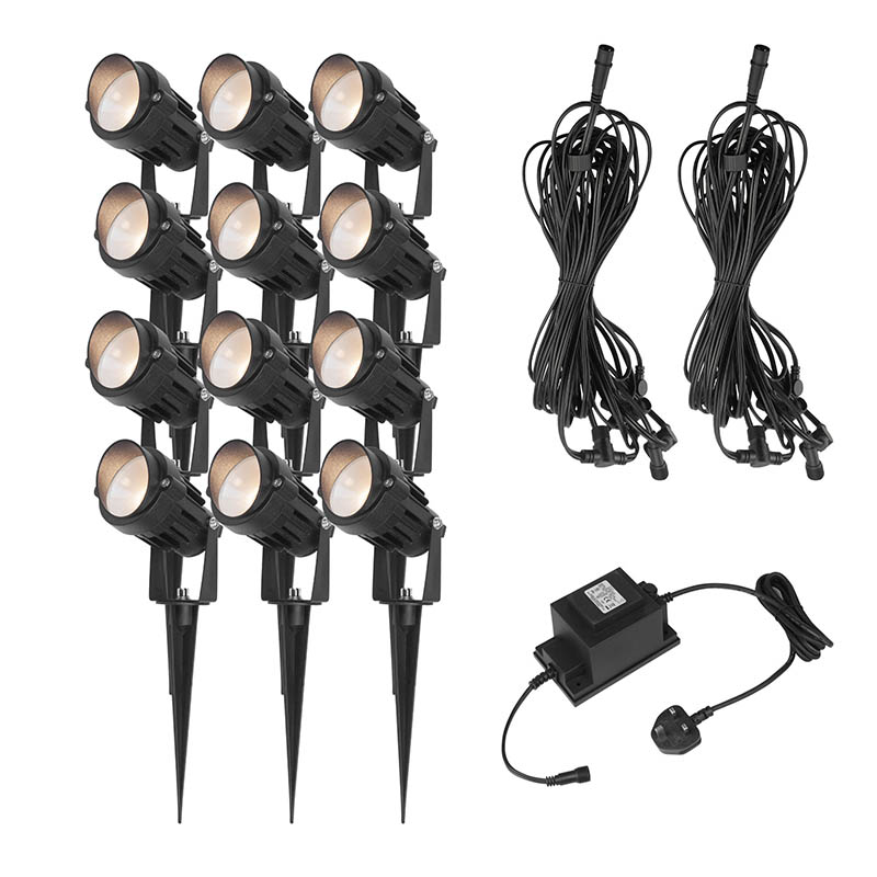 EasyFit 12v Garden Lights - Palm 6W LED Garden Spotlight Kit - 12 Lights