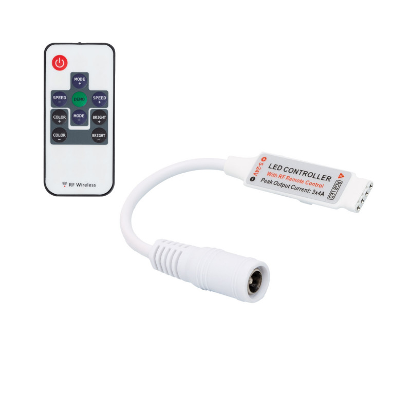 Mini Controller for a 12-24V DC RGB LED Strip with RF Remote Control