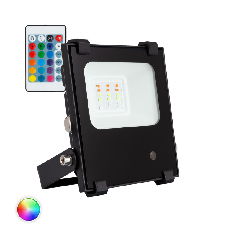 10W Dimmable RGB LED Floodlight 1350lm PRO - Black