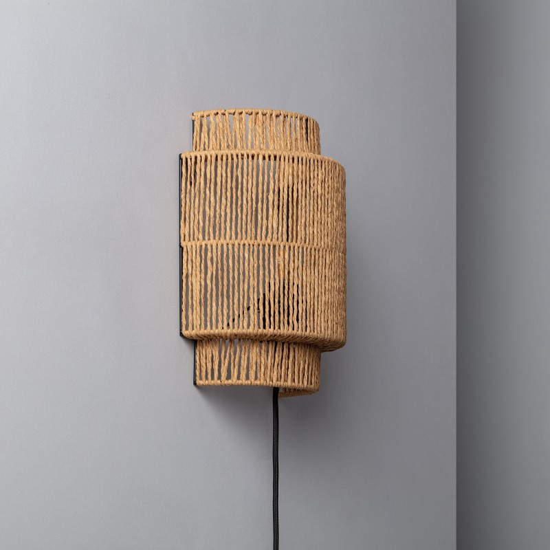 Edit Kirito Rope Flush Wall Light with Plug - Natural