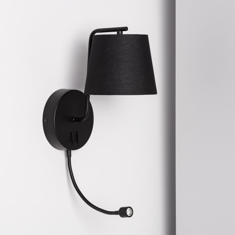 Edit Kuomba Wall Light with LED Reading Light - Black