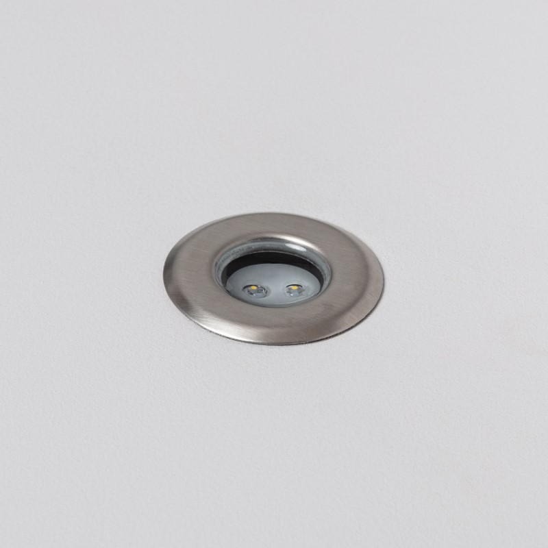 Mini 0.2W Cool White LED Recessed Outdoor Ground Light - Steel