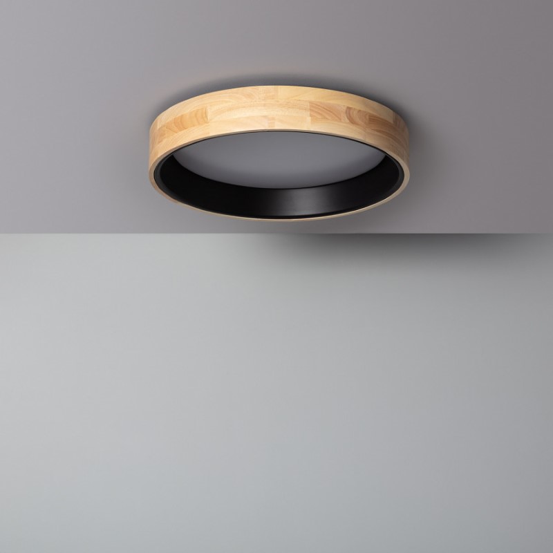 Edit Dari Round 20W Colour LED Flush Ceiling Light - Wood & Black