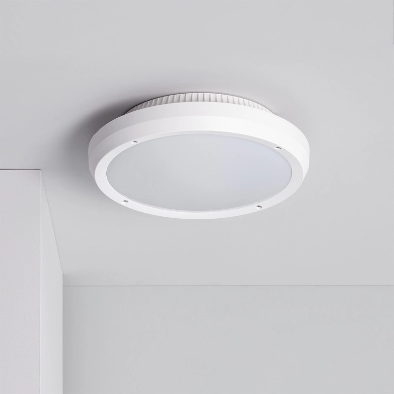Curio 300 Round LED Outdoor Flush Ceiling Light IP65 - White