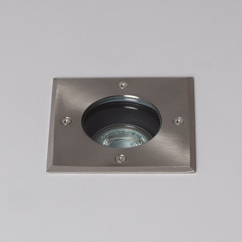 Square Recessed Ground Light for GU10 Light Bulb - Stainless Steel