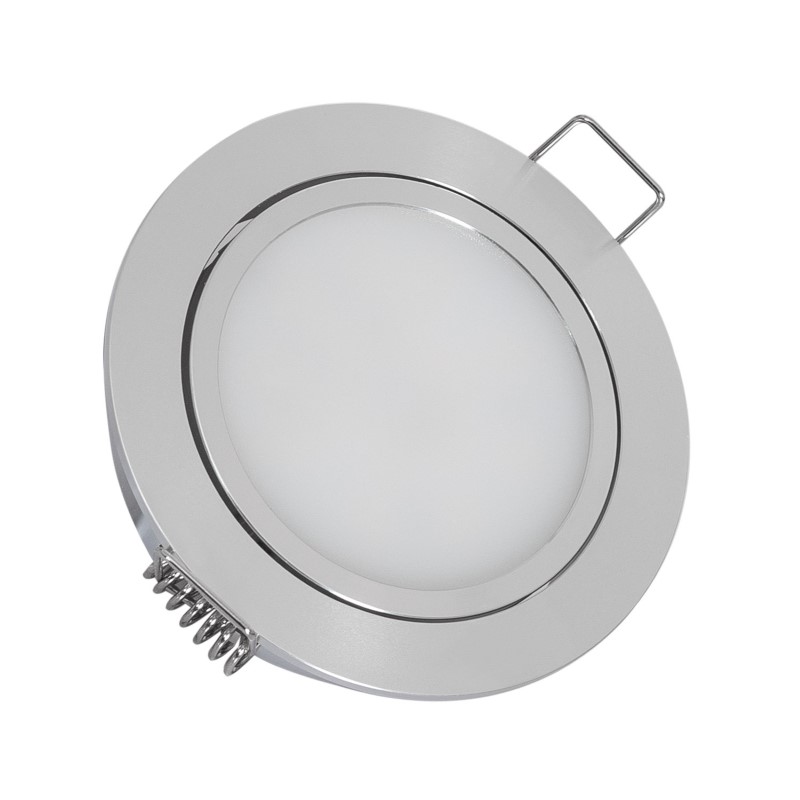 Round Low Voltage 3W Warm White LED Adjustable Downlight Cutout 67mm with Quick Connector - Polished Nickel