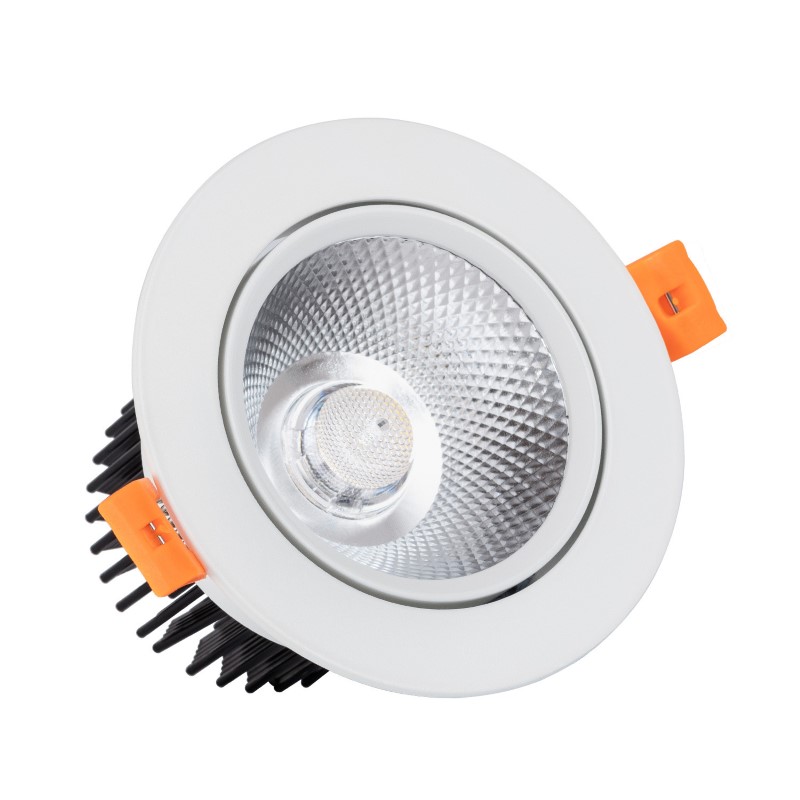 Round 12W Daylight COB LED Adjustable Downlight Cutout 90mm - White