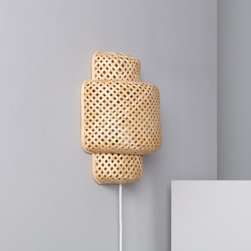 Edit Nagua Bamboo Flush Wall Light with Plug - Natural