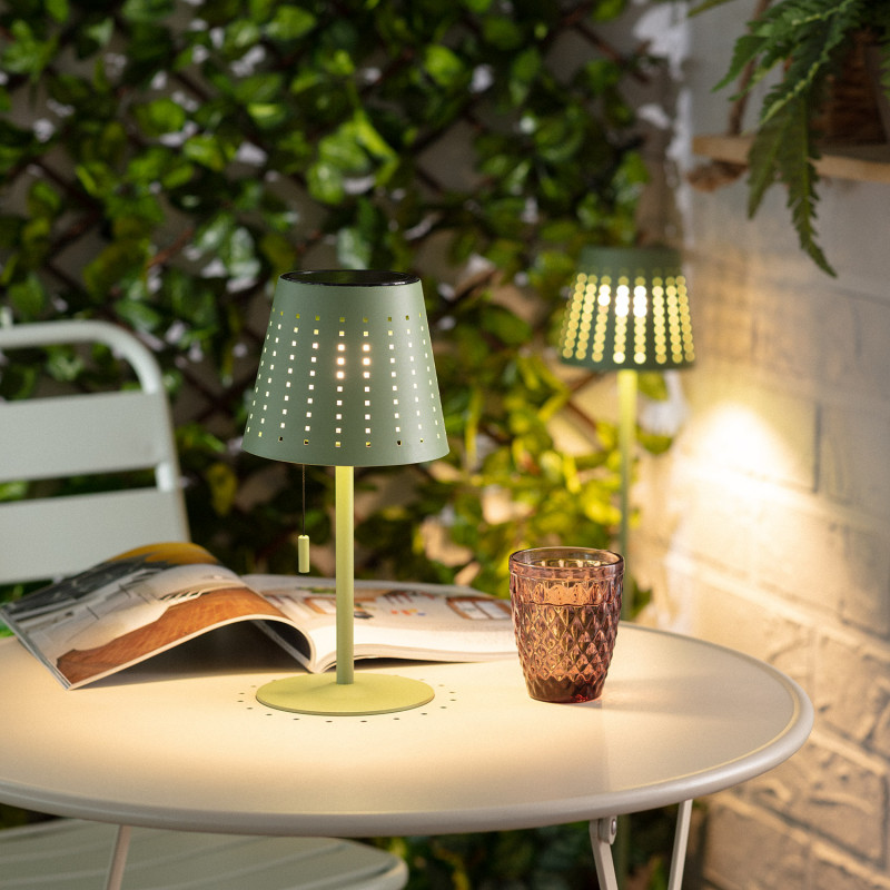 Suri 365 Banate Solar LED USB Outdoor Table Lamp Sage Green