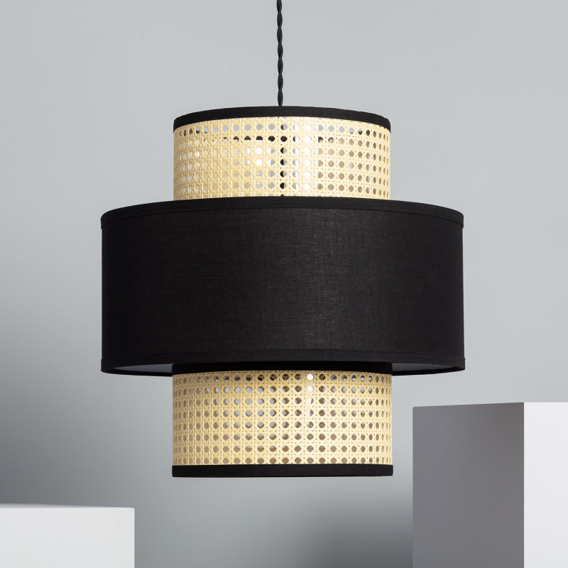 Edit Cordell Rattan Ceiling Pendant Light - Black and Natural