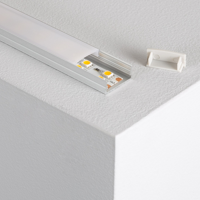 1M Surface Aluminium Profile with Continuous Translucent Cover for Length Double LED Strip