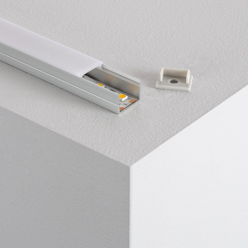 2M Aluminium Profile with Continuous Translucent Cover LED Strips up to 15mm