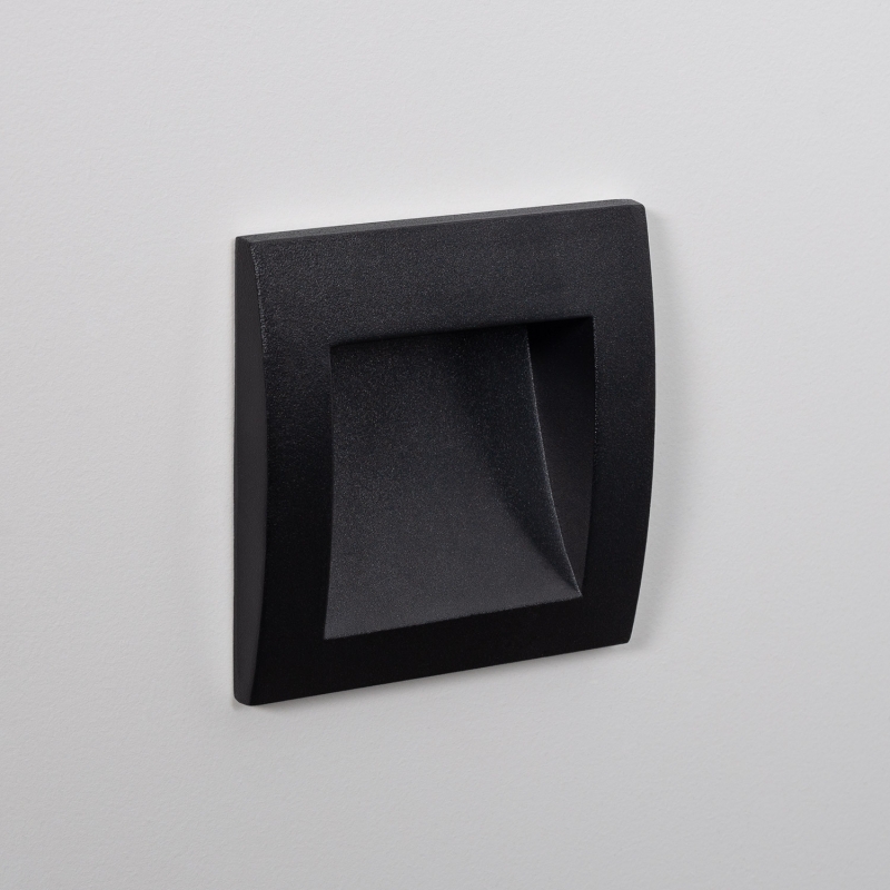 Edit Leif 4W Daylight LED Outdoor Square Recessed Wall Light - Black