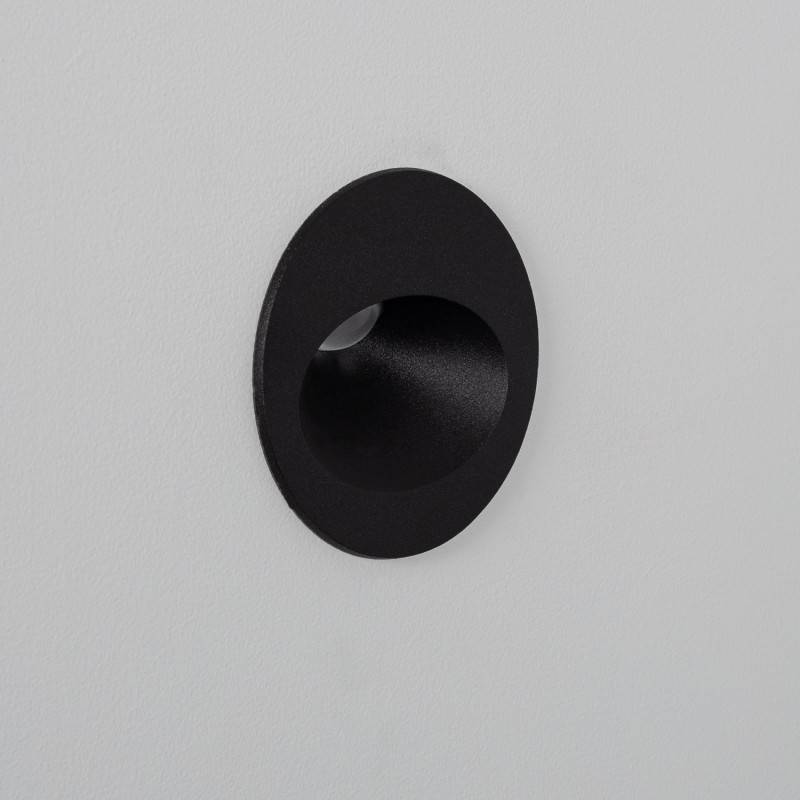 Edit 3W Coney Recessed Round Warm White LED Wall Light - Black