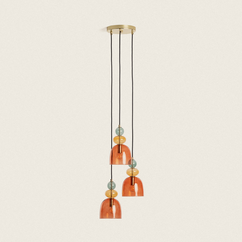 Edit Baudelaire Glass 3 Light Cluster Ceiling Pendant - Red