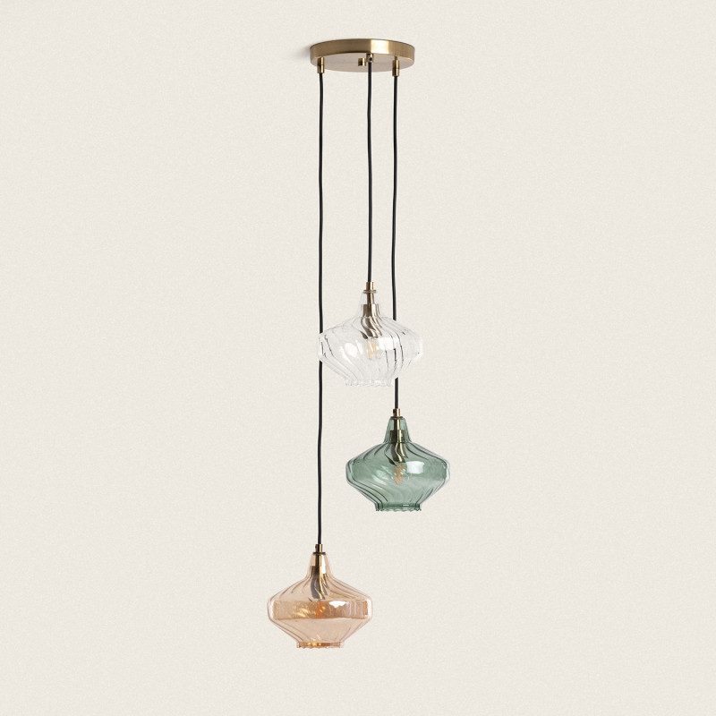 Edit Blas Glass 3 Light Cascade Ceiling Pendant -Multi Coloured