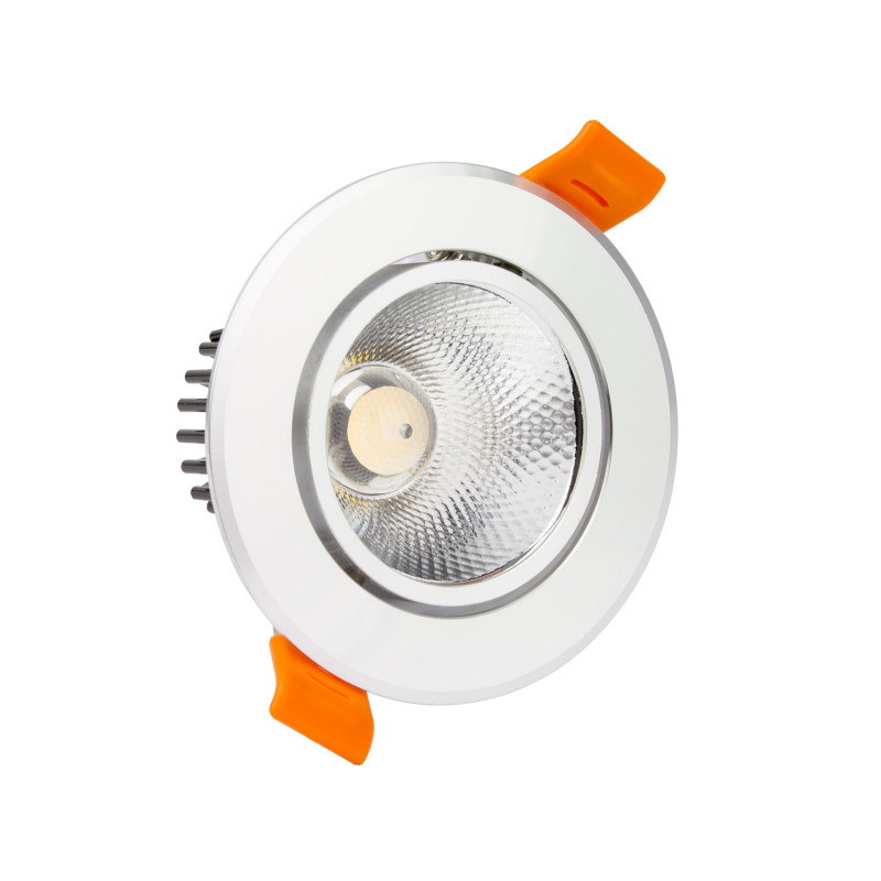 Round 12W Warm White COB LED Adjustable Downlight Cutout 90mm - Silver