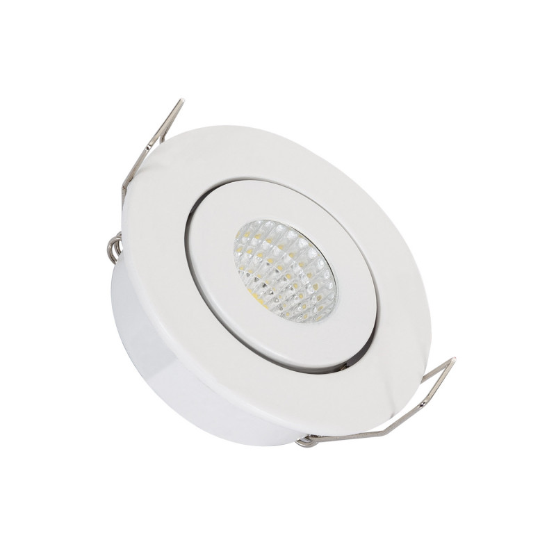 Round 1W Daylight COB LED Adjustable Downlight Cutout 45mm - White