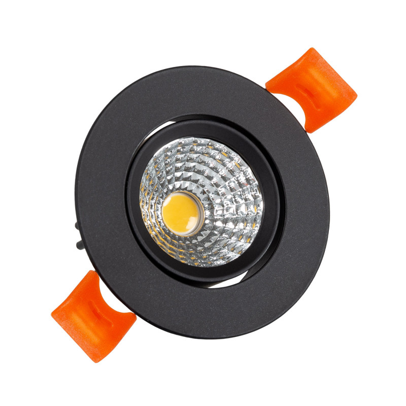 Round Expert Colour 3W Daylight COB LED Adjustable Downlight Cutout 55mm - Black