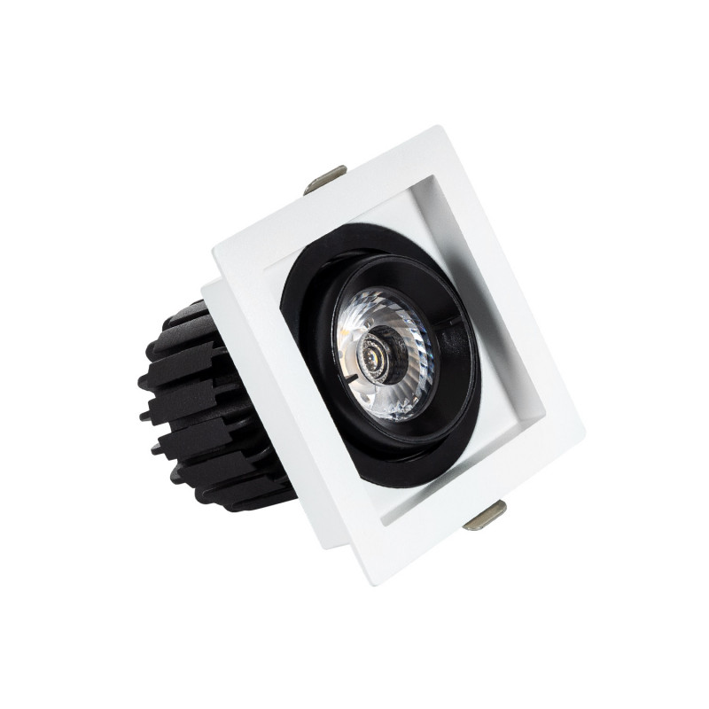 Square Expert Colour 7W Cool White COB LED Adjustable Downlight Cutout 82x82mm - Black & White
