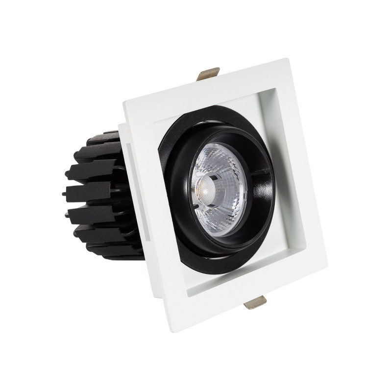 Square Expert Colour 12W Cool White COB LED Adjustable Downlight Cutout 100x100mm - Black & White