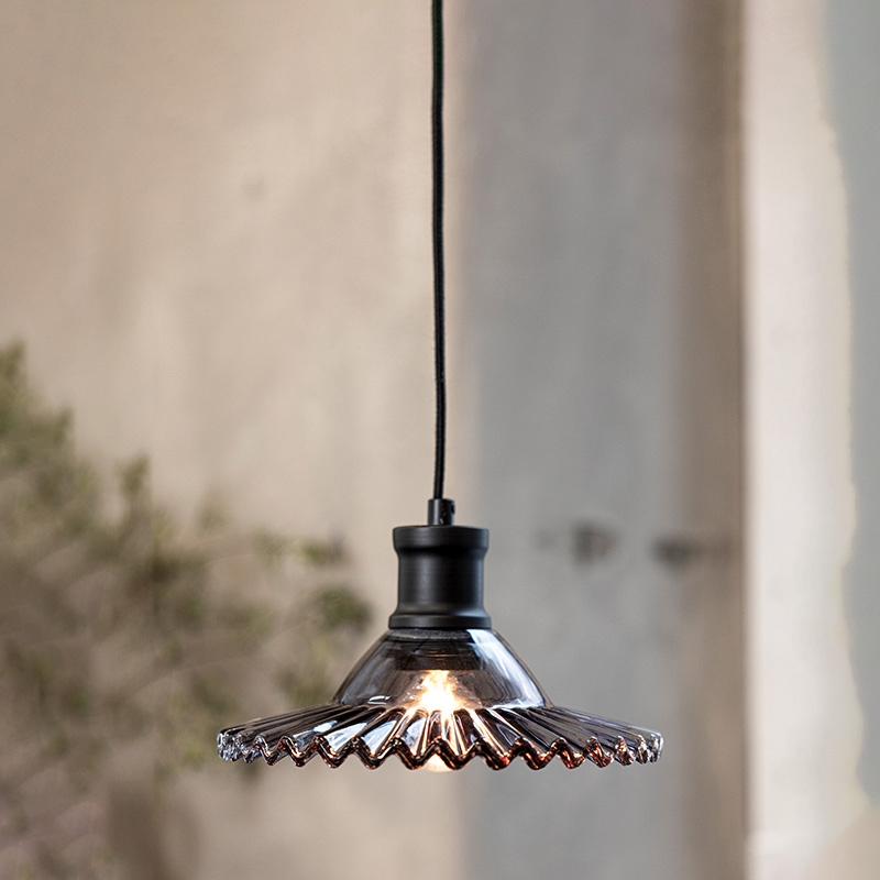 Novia Glass Ceiling Pendant Light with Plug - Smoked