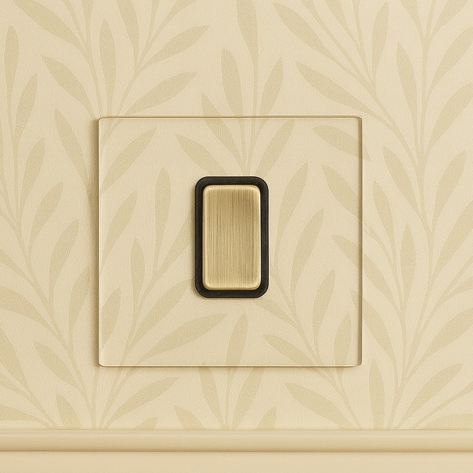 Wisteria Hartland Clear Perspex 1 Gang 2 Way Rocker Switch - Antique Brass, Black